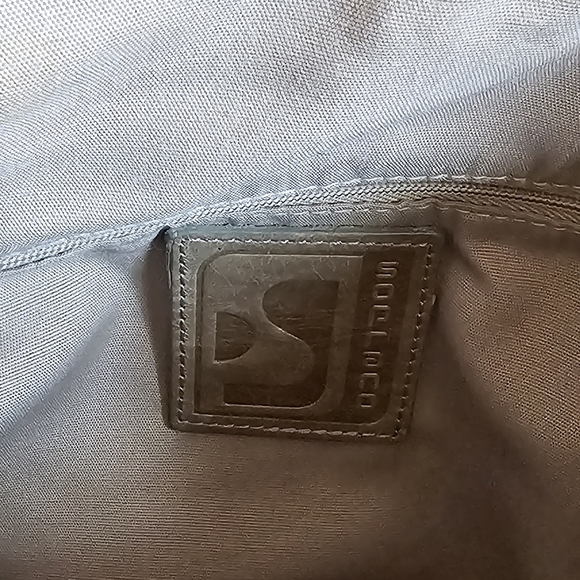 Soprano patent leather satchel with alligator embossed design. Dark taupe. - Picture 7 of 15